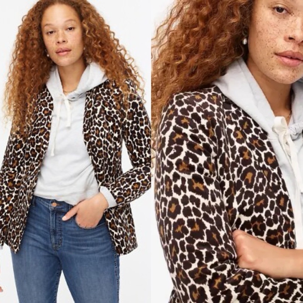 J crew Preppy Parke blazer in leopard stretch corduroy Blazer